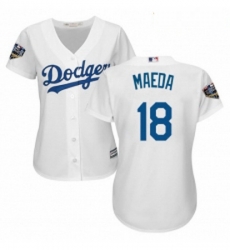 Womens Majestic Los Angeles Dodgers 18 Kenta Maeda Authentic White Home Cool Base 2018 World Series MLB Jersey