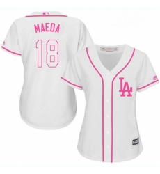 Women's Majestic Los Angeles Dodgers #18 Kenta Maeda Replica White Fashion Cool Base MLB Jersey
