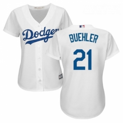 Womens Majestic Los Angeles Dodgers 21 Walker Buehler Authentic White MLB Jersey 