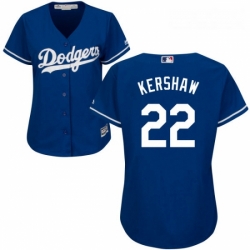 Womens Majestic Los Angeles Dodgers 22 Clayton Kershaw Authentic Royal Blue Alternate Cool Base MLB Jersey