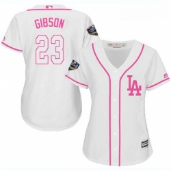 Womens Majestic Los Angeles Dodgers 23 Kirk Gibson Authentic White Fashion Cool Base 2018 World Series MLB Jersey