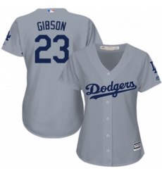 Womens Majestic Los Angeles Dodgers 23 Kirk Gibson Replica Grey Road Cool Base MLB Jersey