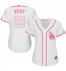 Womens Majestic Los Angeles Dodgers 26 Chase Utley Authentic White Fashion Cool Base MLB Jersey