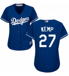 Womens Majestic Los Angeles Dodgers 27 Matt Kemp Replica Royal Blue Alternate Cool Base MLB Jersey 