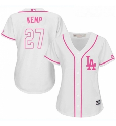 Womens Majestic Los Angeles Dodgers 27 Matt Kemp Replica White Fashion Cool Base MLB Jersey 