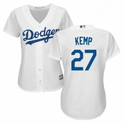 Womens Majestic Los Angeles Dodgers 27 Matt Kemp Replica White Home Cool Base MLB Jersey 