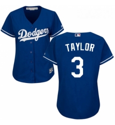 Womens Majestic Los Angeles Dodgers 3 Chris Taylor Authentic Royal Blue Alternate Cool Base MLB Jersey 