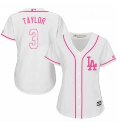 Womens Majestic Los Angeles Dodgers 3 Chris Taylor Authentic White Fashion Cool Base MLB Jersey 