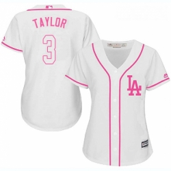 Womens Majestic Los Angeles Dodgers 3 Chris Taylor Authentic White Fashion Cool Base MLB Jersey 