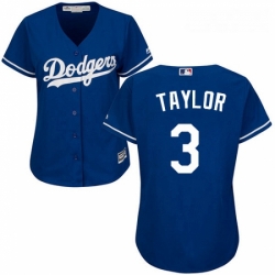 Womens Majestic Los Angeles Dodgers 3 Chris Taylor Replica Royal Blue Alternate Cool Base MLB Jersey 