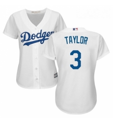 Womens Majestic Los Angeles Dodgers 3 Chris Taylor Replica White Home Cool Base MLB Jersey 