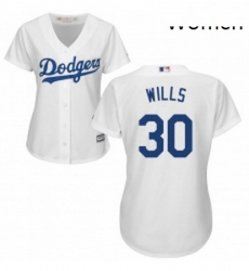 Womens Majestic Los Angeles Dodgers 30 Maury Wills Authentic White Home Cool Base MLB Jersey