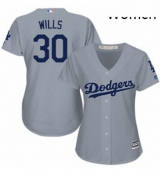 Womens Majestic Los Angeles Dodgers 30 Maury Wills Replica Grey Road Cool Base MLB Jersey