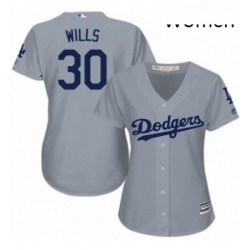 Womens Majestic Los Angeles Dodgers 30 Maury Wills Replica Grey Road Cool Base MLB Jersey