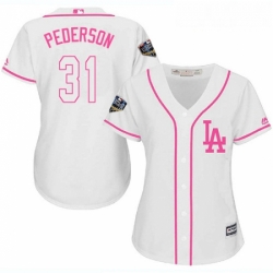 Womens Majestic Los Angeles Dodgers 31 Joc Pederson Authentic White Fashion Cool Base 2018 World Series MLB Jersey