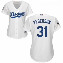Womens Majestic Los Angeles Dodgers 31 Joc Pederson Authentic White Home 2017 World Series Bound Cool Base MLB Jersey