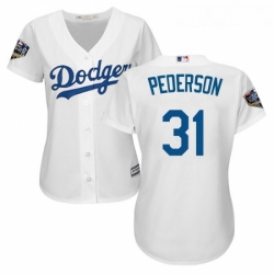 Womens Majestic Los Angeles Dodgers 31 Joc Pederson Authentic White Home Cool Base 2018 World Series MLB Jersey
