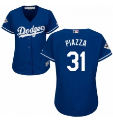 Womens Majestic Los Angeles Dodgers 31 Mike Piazza Authentic Royal Blue Alternate 2017 World Series Bound Cool Base MLB Jersey