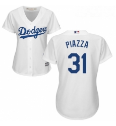 Womens Majestic Los Angeles Dodgers 31 Mike Piazza Replica White Home Cool Base MLB Jersey