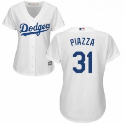 Womens Majestic Los Angeles Dodgers 31 Mike Piazza Replica White Home Cool Base MLB Jersey