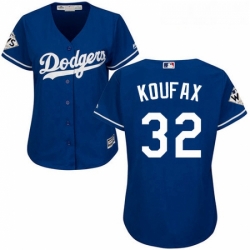 Womens Majestic Los Angeles Dodgers 32 Sandy Koufax Authentic Royal Blue Alternate 2017 World Series Bound Cool Base MLB Jersey
