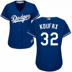 Womens Majestic Los Angeles Dodgers 32 Sandy Koufax Authentic Royal Blue Alternate Cool Base MLB Jersey