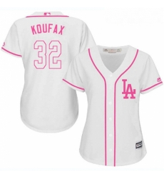 Womens Majestic Los Angeles Dodgers 32 Sandy Koufax Replica White Fashion Cool Base MLB Jersey