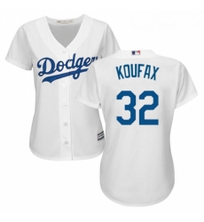 Womens Majestic Los Angeles Dodgers 32 Sandy Koufax Replica White Home Cool Base MLB Jersey