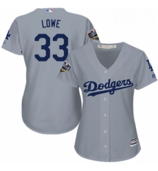 Womens Majestic Los Angeles Dodgers 33 Mark Lowe Authentic Grey Road Cool Base 2018 World Series MLB Jersey 