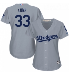 Womens Majestic Los Angeles Dodgers 33 Mark Lowe Replica Grey Road Cool Base MLB Jersey 