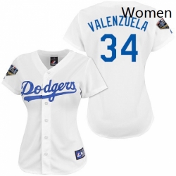 Womens Majestic Los Angeles Dodgers 34 Fernando Valenzuela Authentic White 2018 World Series MLB Jersey