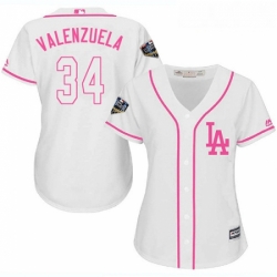 Womens Majestic Los Angeles Dodgers 34 Fernando Valenzuela Authentic White Fashion Cool Base 2018 World Series MLB Jersey