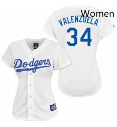 Womens Majestic Los Angeles Dodgers 34 Fernando Valenzuela Authentic White MLB Jersey