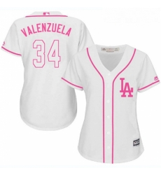 Womens Majestic Los Angeles Dodgers 34 Fernando Valenzuela Replica White Fashion Cool Base MLB Jersey