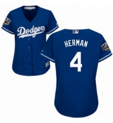 Womens Majestic Los Angeles Dodgers 4 Babe Herman Authentic Royal Blue Alternate Cool Base 2018 World Series MLB Jersey