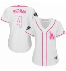 Womens Majestic Los Angeles Dodgers 4 Babe Herman Authentic White Fashion Cool Base 2018 World Series MLB Jersey