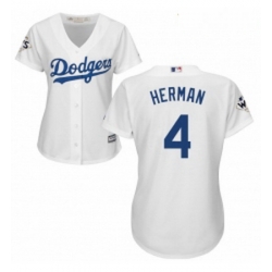 Womens Majestic Los Angeles Dodgers 4 Babe Herman Authentic White Home 2017 World Series Bound Cool Base MLB Jersey