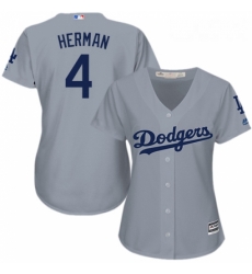 Womens Majestic Los Angeles Dodgers 4 Babe Herman Replica Grey Road Cool Base MLB Jersey