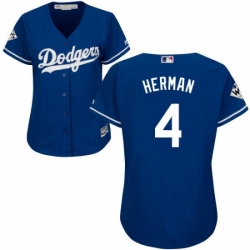 Womens Majestic Los Angeles Dodgers 4 Babe Herman Replica Royal Blue Alternate 2017 World Series Bound Cool Base MLB Jersey