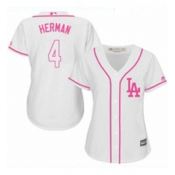 Womens Majestic Los Angeles Dodgers 4 Babe Herman Replica White Fashion Cool Base MLB Jersey