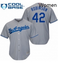 Womens Majestic Los Angeles Dodgers 42 Jackie Robinson Replica Grey MLB Jersey