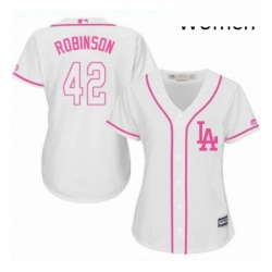 Womens Majestic Los Angeles Dodgers 42 Jackie Robinson Replica White Fashion Cool Base MLB Jersey
