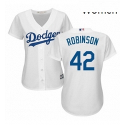 Womens Majestic Los Angeles Dodgers 42 Jackie Robinson Replica White MLB Jersey