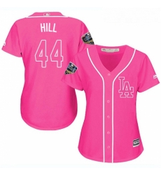 Womens Majestic Los Angeles Dodgers 44 Rich Hill Authentic Pink Fashion Cool Base 2018 World Series MLB Jersey 