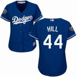 Womens Majestic Los Angeles Dodgers 44 Rich Hill Authentic Royal Blue Alternate Cool Base 2018 World Series MLB Jersey 