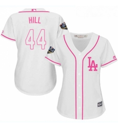 Womens Majestic Los Angeles Dodgers 44 Rich Hill Authentic White Fashion Cool Base 2018 World Series MLB Jersey 