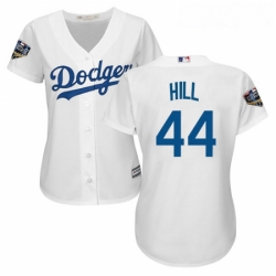 Womens Majestic Los Angeles Dodgers 44 Rich Hill Authentic White Home Cool Base 2018 World Series MLB Jersey 