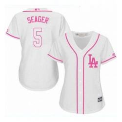 Womens Majestic Los Angeles Dodgers 5 Corey Seager Authentic White Fashion Cool Base MLB Jersey