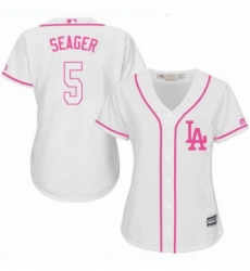 Womens Majestic Los Angeles Dodgers 5 Corey Seager Replica White Fashion Cool Base MLB Jersey