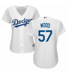 Womens Majestic Los Angeles Dodgers 57 Alex Wood Authentic White Home Cool Base MLB Jersey 